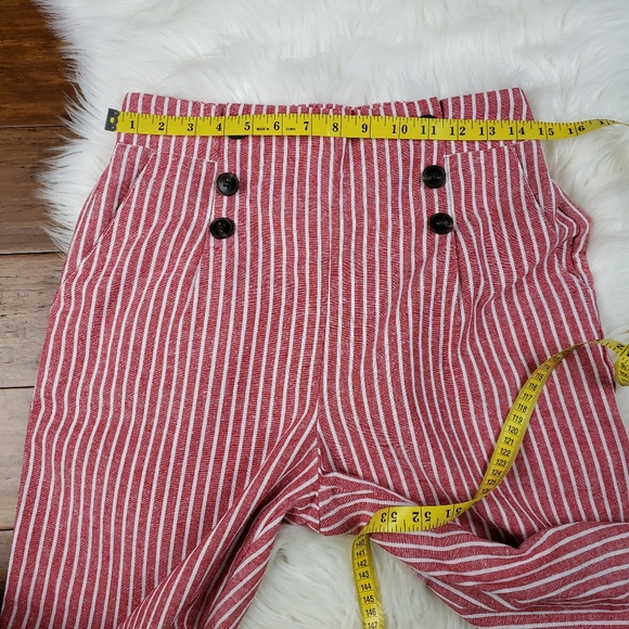 CISONO LINEN high rise wide leg striped pants size Medium - Picture 10 of 12